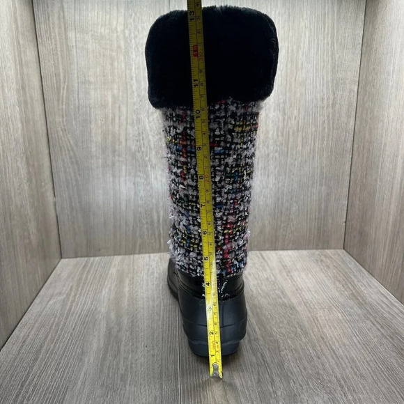 INC International Concepts Winter Boots Women Size 6 Tweed Faux Fur Lined Black - Picture 12 of 12